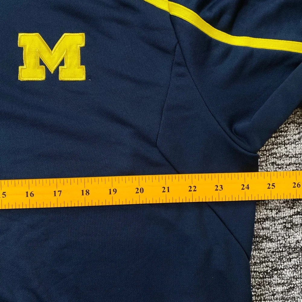 Adidas Michigan Wolverines Pullover Mens XL Navy Maize Climalite Quarter Zip